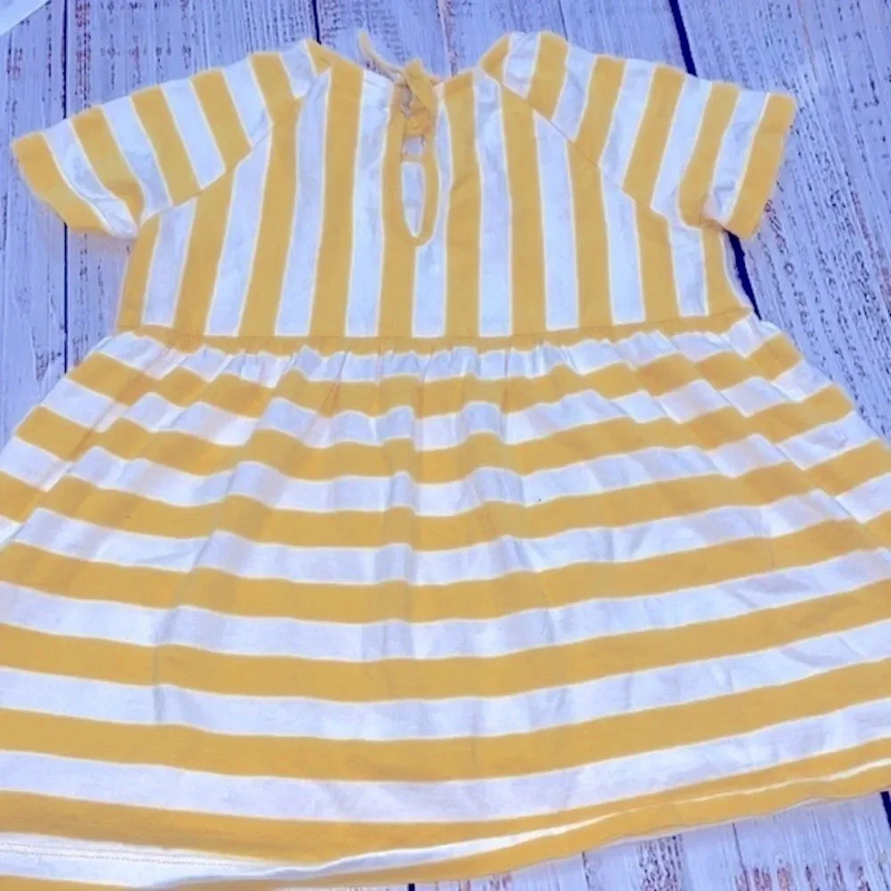 Hanna Andersson yellow striped dress size 120